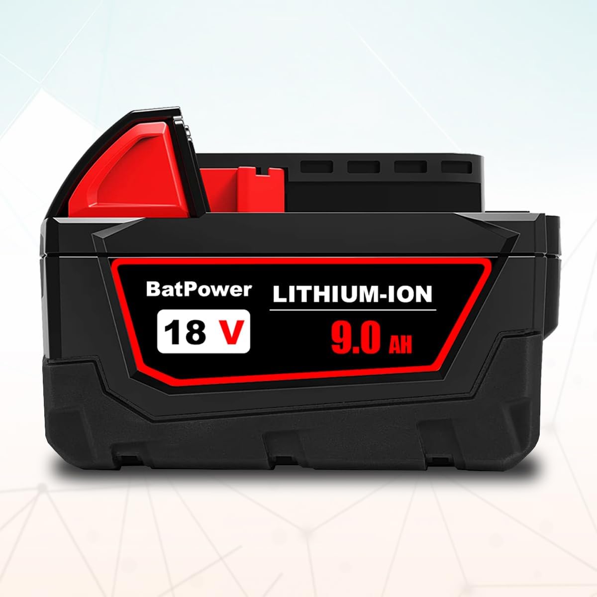 BatPower 18V 9Ah High Capacity Lithium Battery - Replacement for Milwaukee 18V M18 Batteries 48-11-1890 48-11-1880
