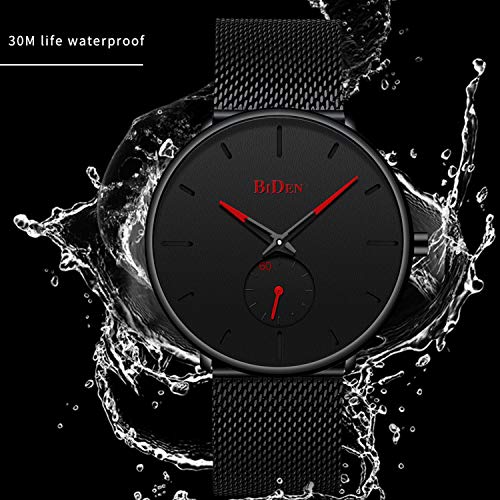 Mens Watches Fashion Simple Minimalist Waterproof Quartz Analog Watch Designer Luxury Business Classic Wrist Watch - Red