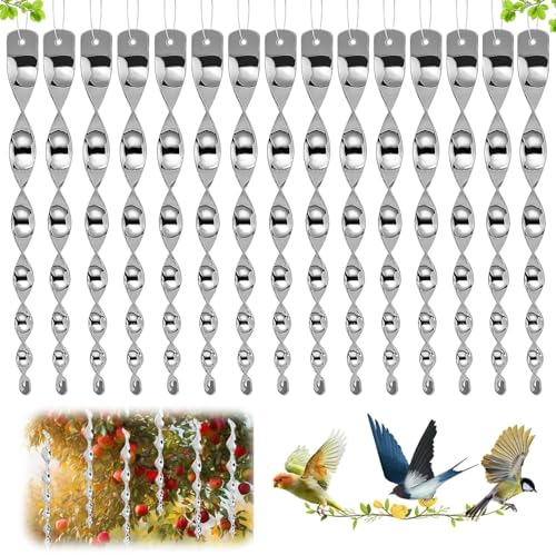 15 Stück Windspirale Vogelabwehr,Silber Reflektierende Vogelschreck Vogelabwehr,Windspirale Vogelabwehr,Vogel Abwehr Garten Dekoration,Schützt Haus & Eigentum vor Vögeln