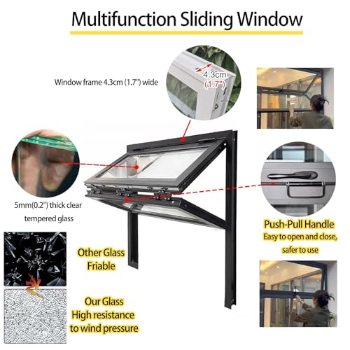 Ventana corrediza para puestos de comida con vidrio templado de 104x51 cm 4