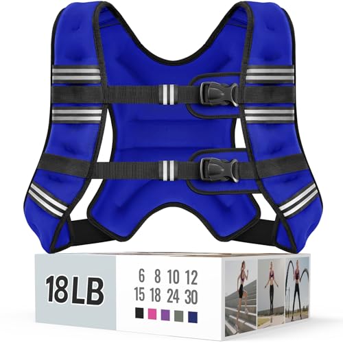 Image of Zeerun Weighted Vest, 6lb /8lb /10lb /12lb /15lb /18lb /20lb /24lb /30lb for Men Women, Reflective Stripe Adjustable Buckle, Comfortable Durable Rucking Vest for Walking Running Strength Training