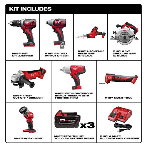 Milwaukee M18 Cordless Combo Kit 8-Tool with Three and charger - Image 2