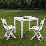 Dmora - Ensemble de salon d'extérieur Ortisei, Composition de jardin avec 1 table rectangulaire et 2 chaises pliantes, Salon intérieur et extérieur de Pic Nic, 100% Made in Italy, Blanc