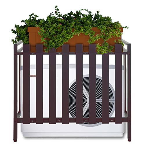 Mendler Verkleidung für Klimaanlage/Wärmepumpe HWC-K58, Abdeckung Schutzgitter Pflanzenregal, Metall 80x90x39cm - braun