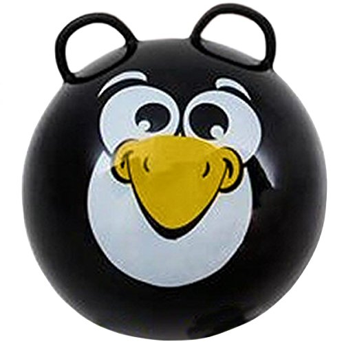 RIN Hippity Hop Exercise Hopper Jump Balls with Animal Face and Two Handles for Kids (Black Penguin)
