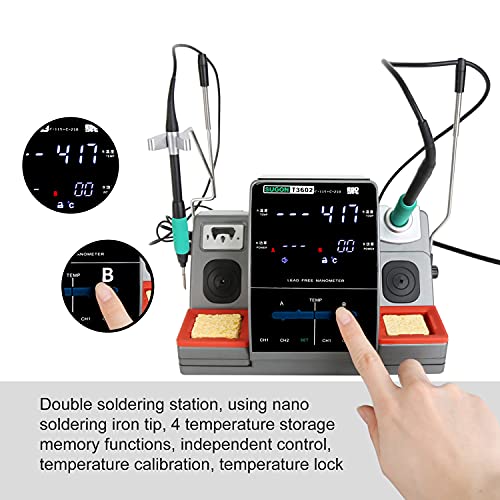 Sugon T3602 Soldering Station ,240W 2 in 1 Digital Solder Iron Station with 2 JBC Soldering Iron Tips ,212℉-845℉ Adjustable Temperature C/F,Auto Sleep and Calibration Support,Rapid Heating 110V