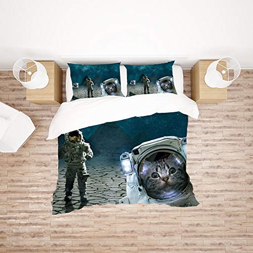 Housse de couette chat astronaute simple en polyester de qualité