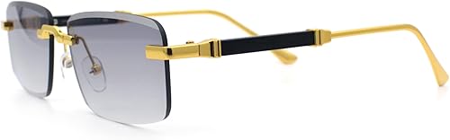 Miniatura 25 de SA106 Gafas de sol rectangulares estrechas de lujo con lentes biseladas de arte rico retro sin montura