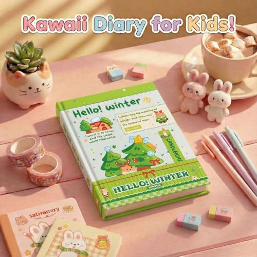 Image of FunBlast Diary for Girls - Christmas Kawaii Diary for Kids, Journal Diaries for Girls, Notepad for Students Stationary Items, Birthday Gifts (128 Sheets) (Green-)
