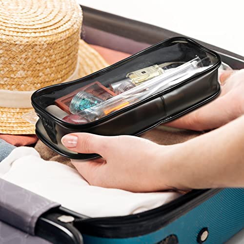 Image of Sepamoon 30 Pcs Clear Pencil Pouches with Zipper, Multipurpose Pencil Cases Bulk, Waterproof Cosmetic Bags for School Supplies, Markers, Makeup Brushes, Travel Toiletries & Daily Organization(Black)