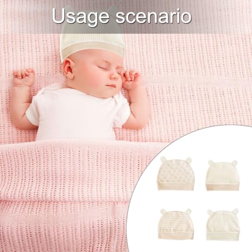 ffgguuiic Cotton Newborn Baby Caps Soft & Breathable Hat Elastic Headband Comfortable Newborn Hat Upgrades for 0-3 Months Infants White
