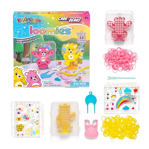 Rainbow Loom: Care Bears Loomies - Cheer Bear & Funshine Bear, Rubber Band DIY Character Kit, Exclusive Cheer Bear Loom, Craft Activity, Kids Ages 7+