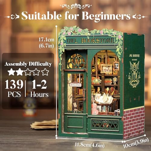 Image of Book Nook Kit - DIY 3D Miniature Wooden Dollhouse Puzzle for Adults & Teens, Bookshelf Decor, DIY Mini House, for Christmas, Birthday, or Anniversary