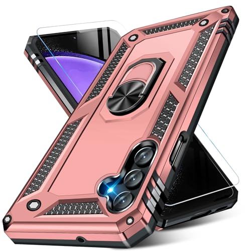 Image of for Samsung Galaxy S23 FE 5G Case with Screen Protector, Military Grade Rugged Shockproof Heavy Duty Galaxy S23 FE Protective Cover for Samsung S23 FE Magnetic Ring Kickstand Phone Case (Pink)