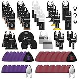 AMZWEI 190 Metal Wood Oscillating Tool Blade, Titanium Oscillating Saw Blades with Sandpaper, Quick Release Multi Tool Blades Kits Compatible with Dewalt Ryobi Milwaukee Rockwell Fein Makita