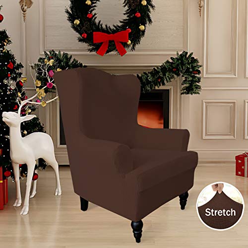 Image of Easy-Going Stretch Wingback Chair Sofa Slipcover Coffee