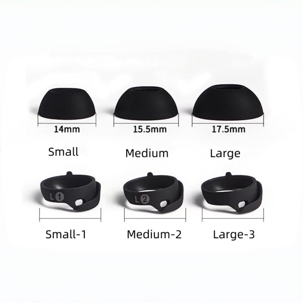 6 pares de almohadillas de repuesto para auriculares Bose QuietComfort Ultra (2023) y Bose QuietComfort II (2022) – Cubiertas antideslizantes de silicona para las puntas de las orejas, color negro