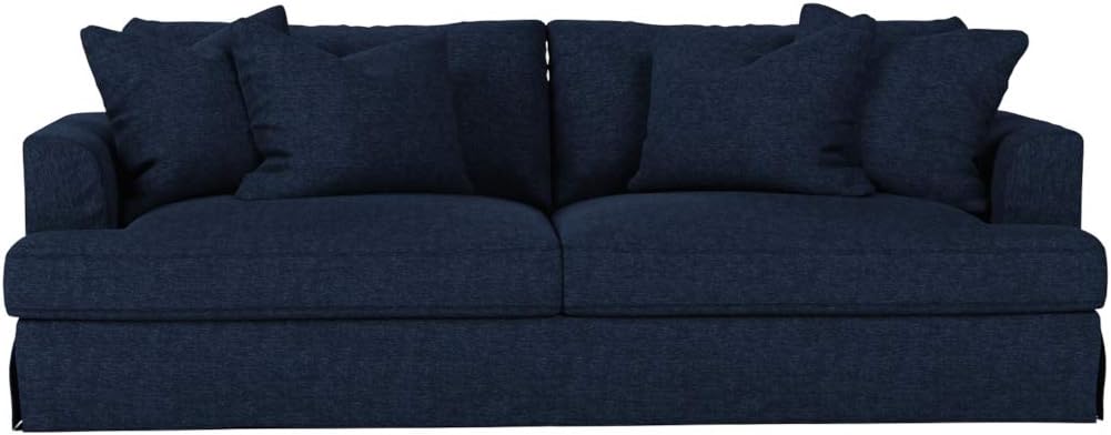 Sunset Trading Newport Slipcover Only for Recessed Fin Arm 94" Sofa | Stain Resistant Performance Fabric | 4 Throw Pillow Covers | Navy Blue