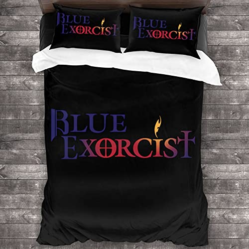 LoisesJShaw Blue Exorcist Three-Piece Bed Cover, Breathable and Comfortable Quilt Cover, Including 1 86x70 Quilt Cover and 2 20x30 Pillowcases