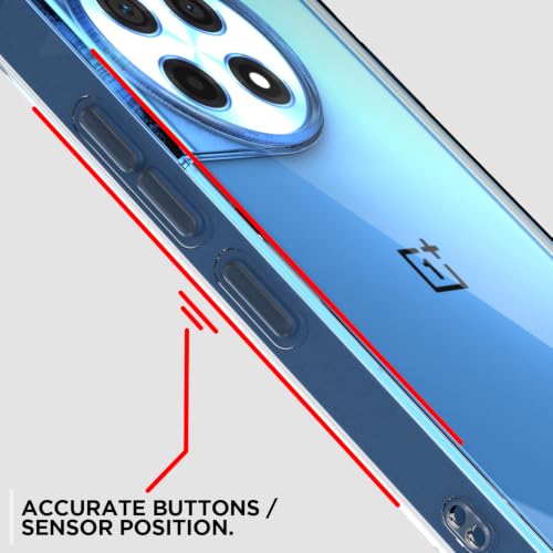 Image of Outlouders Back Cover for OnePlus 12R 5G Clear Transparent PC + TPU Bumper Case with Raised Edges for Shockproof Protection (Transparent)