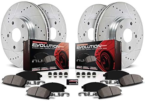 Power Stop K6925 Front and Rear Z23 Carbon Fiber Brake Pads with Drilled & Slotted Brake Rotors Kit