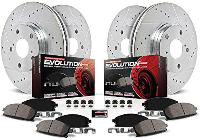 Power Stop K6375 Front and Rear Z23 Carbon Fiber Brake Pads with Drilled & Slotted Brake Rotors Kit