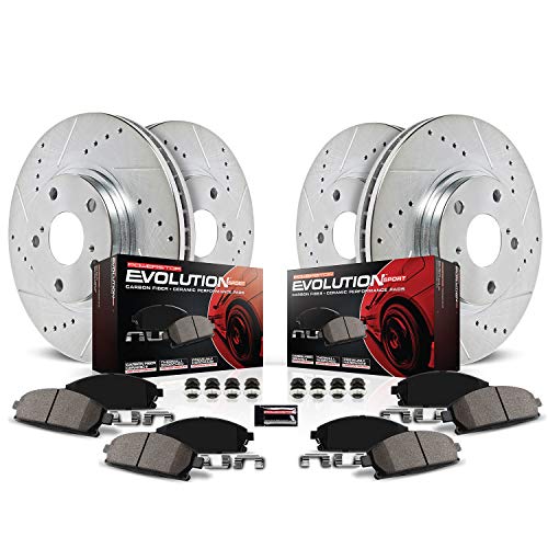 Power Stop K2070 Front and Rear Z23 Carbon Fiber Brake Pads with Drilled & Slotted Brake Rotors Kit #1