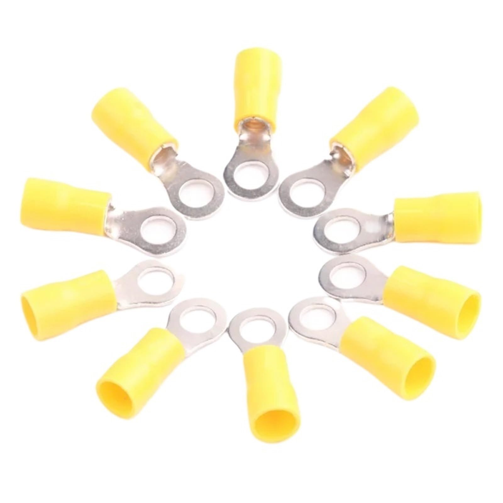 Cqahdsevf Yellow Rv5-8 Electrical Ring Terminals, Insulated Crimp Ring Terminals Rv1.25/Rv2/R5, Multicolor, For Auto Motorcycle Marine(Yellow Rv5-8)