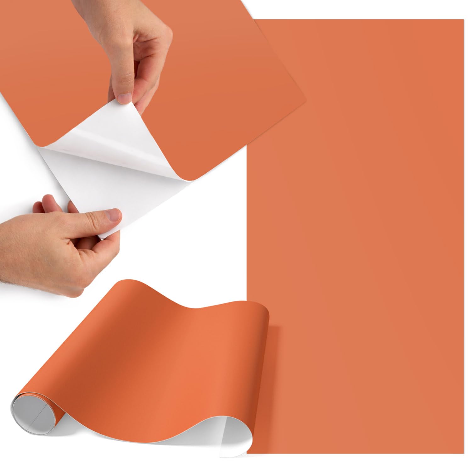 Plástico Adhesivo para Muebles Naranja Mate de 65x130 cm Impermeable
