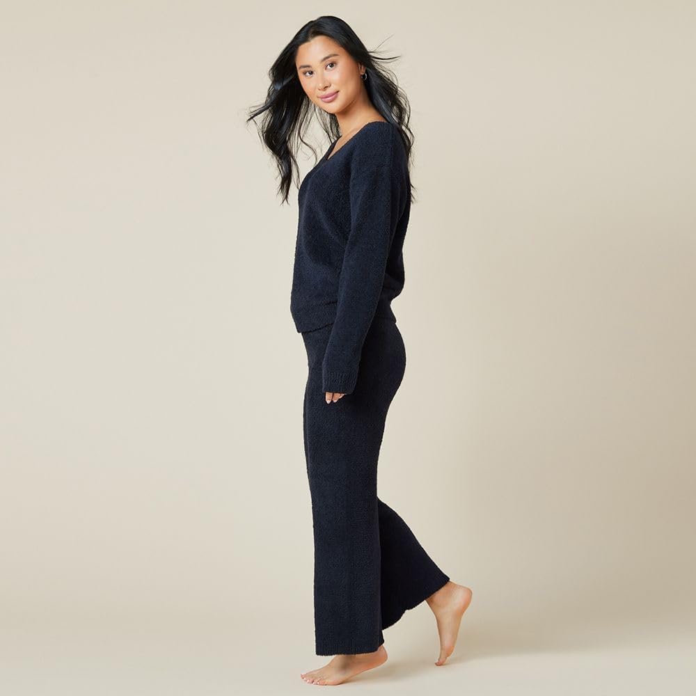 Softies Marshmallow V Neck Lounge Set for Women Ultra Soft 2 Piece Loungewear with Relaxed Top and Straight Leg Pants - Image 3