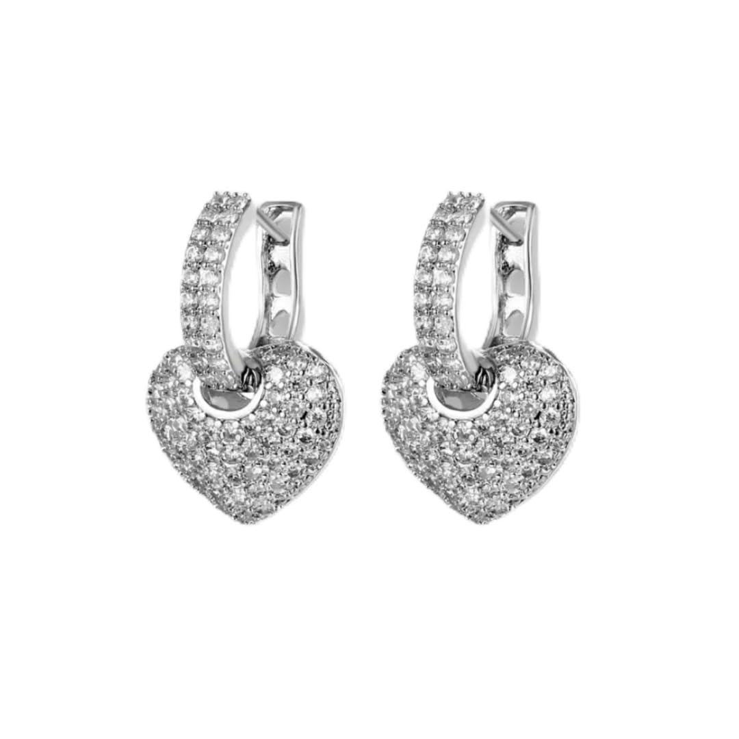 nuraa creations Classic Love Heart Hoop Earrings for Women & Girls | Pave Crystal Heart Drop Earrings | Romantic Everyday Fashion Jewellery-picture-17