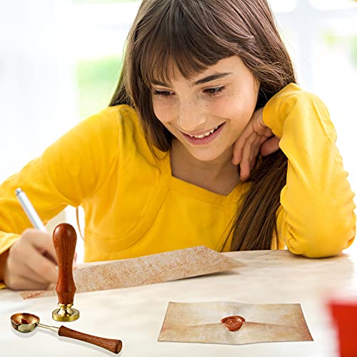 33 Pieces Vintage Paper And Envelopes Set, Including 12 Writing Stationery Paper Letter 12 Envelopes Sealing 6 Wax Sticks Seal Stamp Tea Candles And Wax Spoon For Envelope Stamp #TOP6