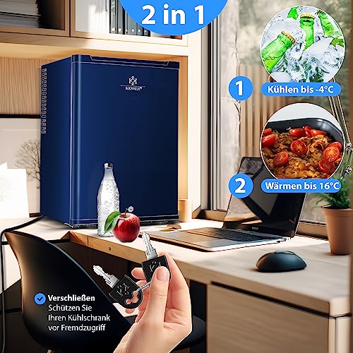 KESSERยฎ Minikoelkast met slot, 40 l Minibar, Stil, 22 DB, Afsluitbaar, Slaapkamer, Afneembare deurstop, ca. 4 tot 16 ยฐC, Hoogte 57 cm, Binnenverlichting - Image 4