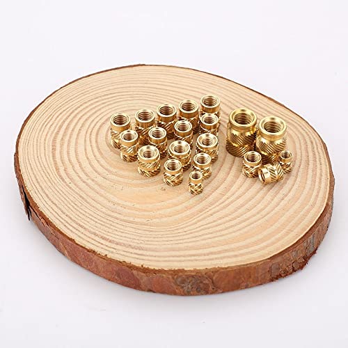 Brass Hot Melt Inset Nuts Heating Molding Copper Thread Inserts Nut SL-Type Double Twill Knurled Injection Brass Nut M2M3 100Pcs(M3 X D5.0 X L4.5)