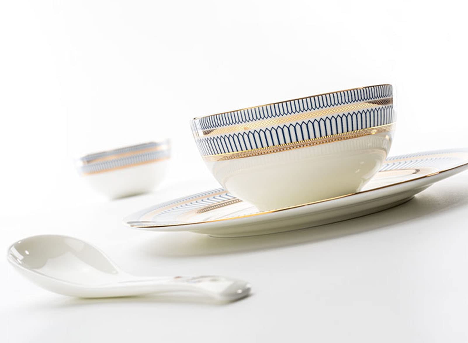 Zestaw naczyń obiadowych, Serwis dla 8,42 szt. Zestaw obiadowy do kuchni, Zestaw naczyń okrągłych z porcelany Niezniszczalna współczesna zastawa stołowa Zestaw talerzy i misek