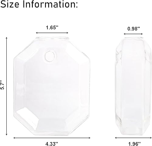 Miniatura 8 de Kingbuy Octagon Wall-Mounted Propagation Vase - 2 Pack Clear Glass Planters for Hydroponic Plants & Flowers, Indoor Wall Plant Holder, Unique Home