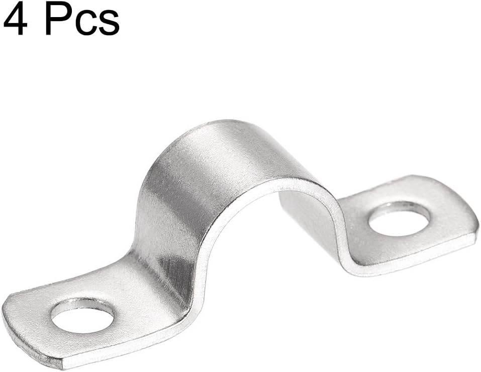 sourcing map 18mm(0.7") Rigid Pipe Strap, 2 Holes Tube Straps 304 Stainless Steel Tension Tube Clamp 4pcs - Image 4