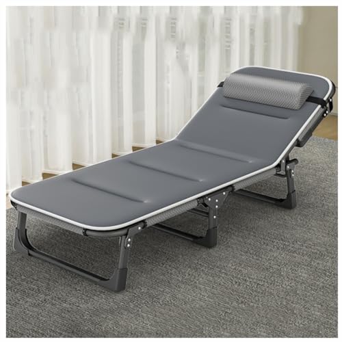 ZTGL Tumbona de Camping Portátil con Cojín y Almohada, Cama Plegable para Camping, Cuna de Camping para Adultos, Tumbona Jardin Exterior Plegable,Grey a,193x68cm