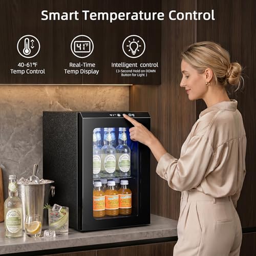 Image of Antarctic Star 18L Mini Fridge Cooler 24Can, Beverage Refrigerator with Quiet Compressor, LED Light,Freestanding Small Fridge with Electronic Temperature Control for Home and Bar(40-61 ℉)