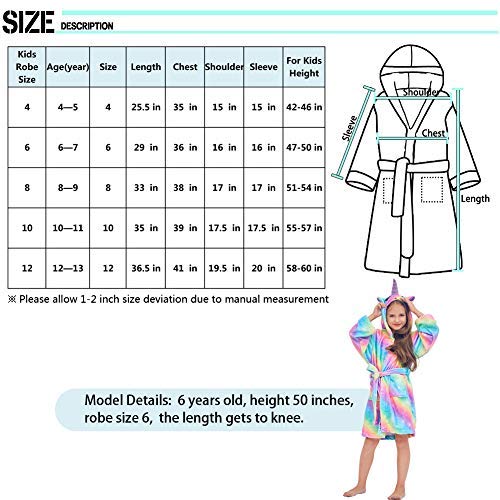 Beinou Unicorn Kid Robes Fleece Kid Bathrobe Rainbow Sleepwear for Girls Soft Long Shower Robe - Thumbnail 6