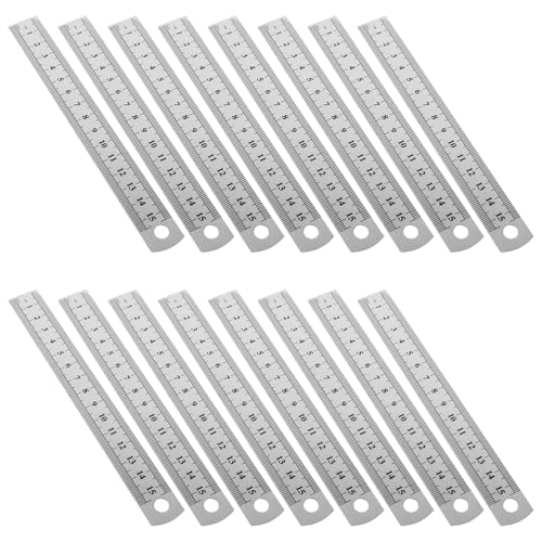 Règle en acier inoxydable 15 cm Baluue lot de 30 pour dessin et menuiserie