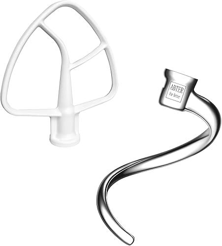 Batidor plano y gancho de masa en espiral de acero inoxidable para mezclador de soporte de cabeza inclinable de 4.5 cuartos de galón Kitchenaid
