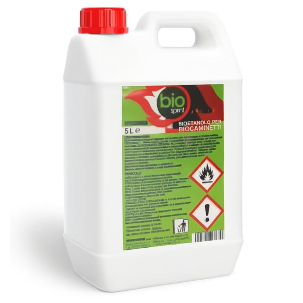 Bio Sprint - Bioetanol - Combustible para estufas de 5 litros, 99,9% inodoro, sin humo natural, sin azufre, plástico, color rojo