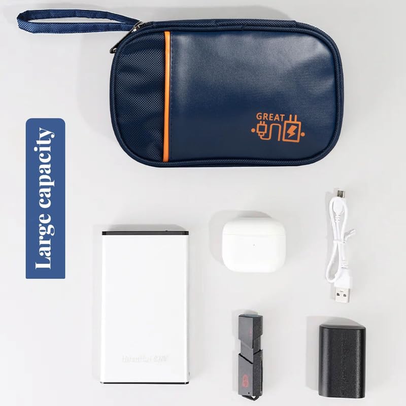 Image of HomeStrap Tech Organizer Case for Electronics Accessories | Storage Pouch for Chargers, Cables, Power Banks, SD Cards & Earphones | Waterproof & Travel-Friendly Gadget Bag - Navy Blue, Small