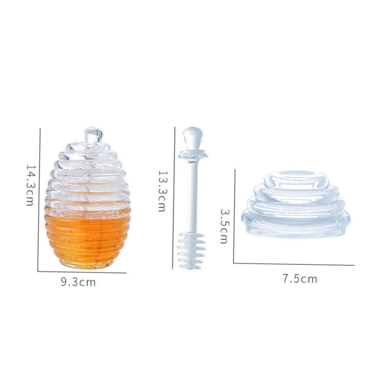 FUNOMOCYA 1 set Transparent Honey Storage Jar with Mixing Stick Stylish Honey Canister for Kitchen Decor Airtight Lid for Freshness