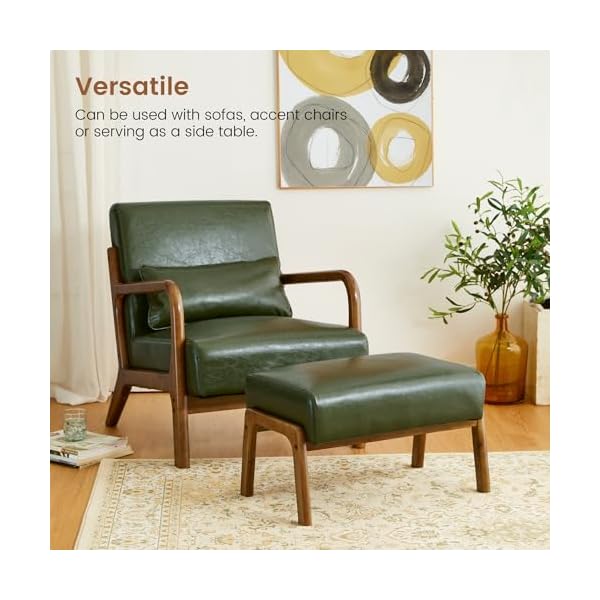   Glitzhome-Foot-Stool-Ottoman-Modern-Leatherette-Sofa-Stool-Vanity-Chair-with-Rubber-Wood-Frame-Footrest-Ottoman-Bench-for-Living-Room-Entryway-Hunter-Green