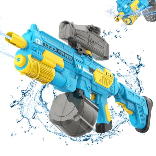 EagleGrove Electric Water Gun with 1350CC Large Capacity, 32FT Long Range Auto Suction Water Guns for Adults, Squirt Gun Water Blasters for Kids Adults Beach Pool Outdoor Party Water Toys Gift Blue