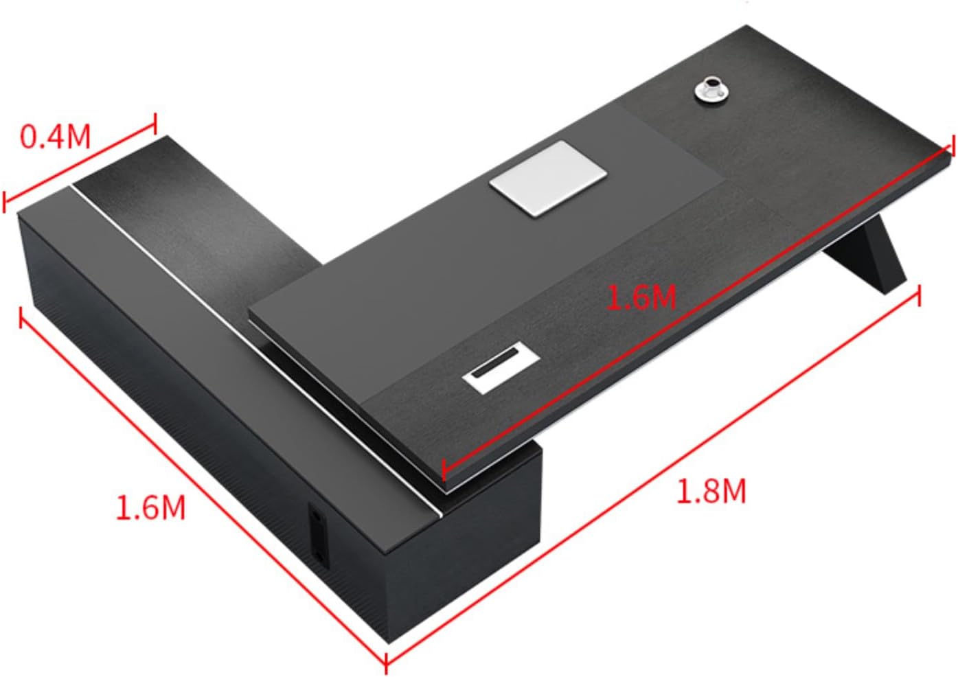 102" L Shaped Modern Executive Office Desk, Computer Desk with Storage Cabinet, Business Furniture Set for Study, Work, Gaming