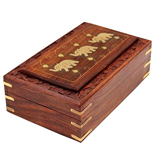 ITOS365 Handmade Wooden Jewellery Box for Women Jewel Organizer Hand Carved Carvings Gift Items