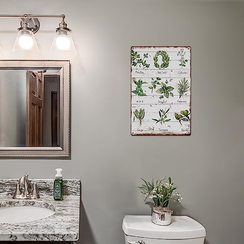 Metal Tin Sign Vintage Herbs Botanical Themed For Home, Kitchen, Living Room, Garden, Bedroom, Office, Hotel, Cafe And Pub Wall Decor 12X8 Inches #TOP4